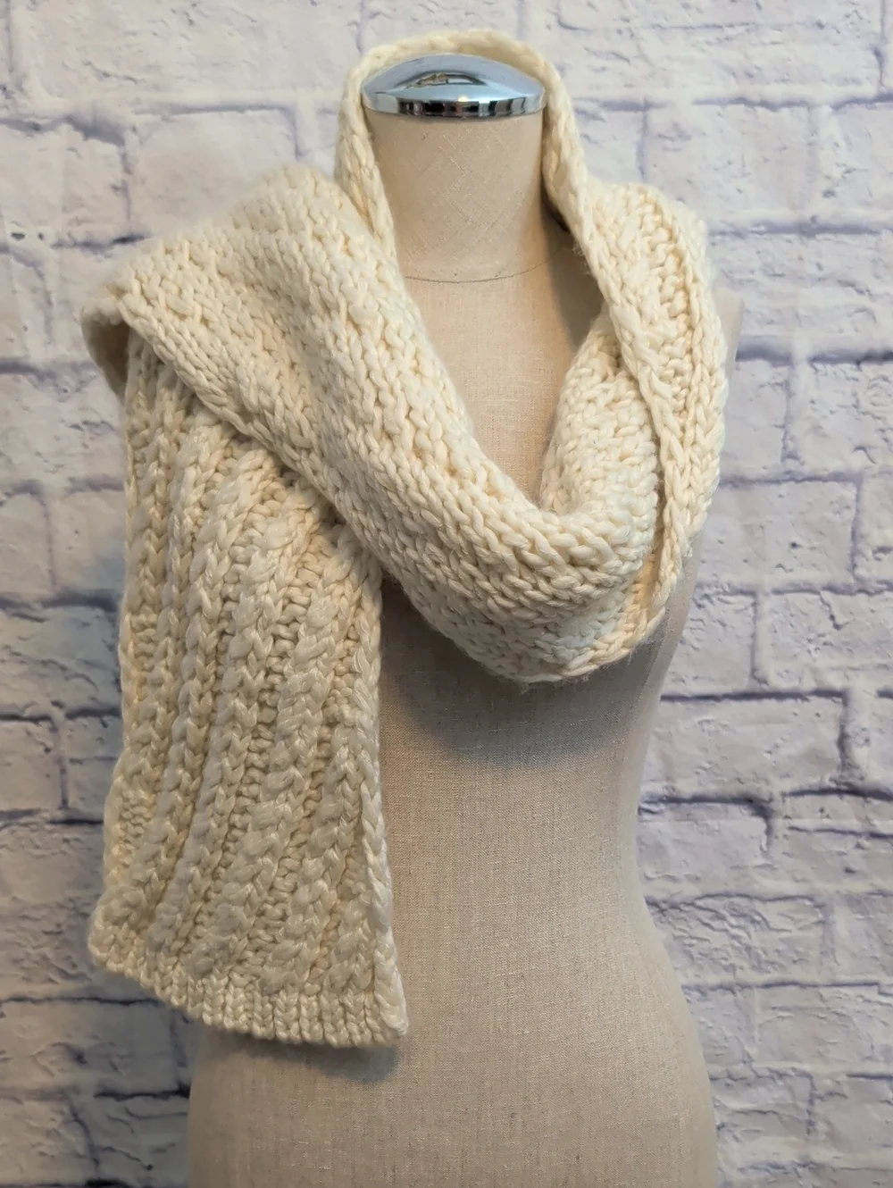 J. Crew Ivory Chunky Cable Knit Scarf